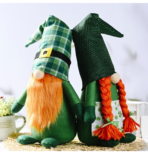 1pc, Holiday Suopplies, St. Patrick's Day Gnome Rudolph Doll