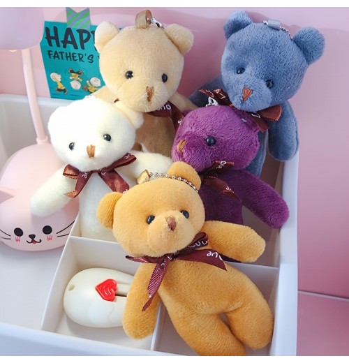 12cm/4.72inch Teddy Bear Plush Toy Siamese Bear Doll Bear Toy Small Gift Factory Wholesale Key Chain Pendant Gifts