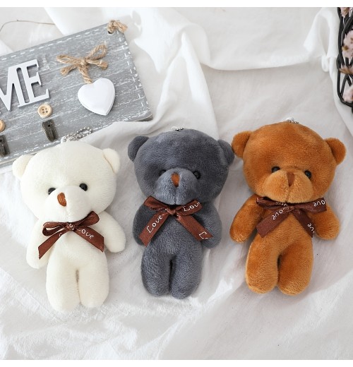 12cm/4.72inch Teddy Bear Plush Toy Siamese Bear Doll Bear Toy Small Gift Factory Wholesale Key Chain Pendant Gifts